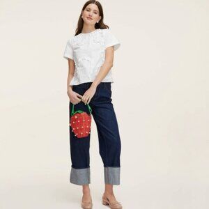 Kate Spade x Target High-Rise Straight Leg Wide Cuff Jeans - Dark Blue 12